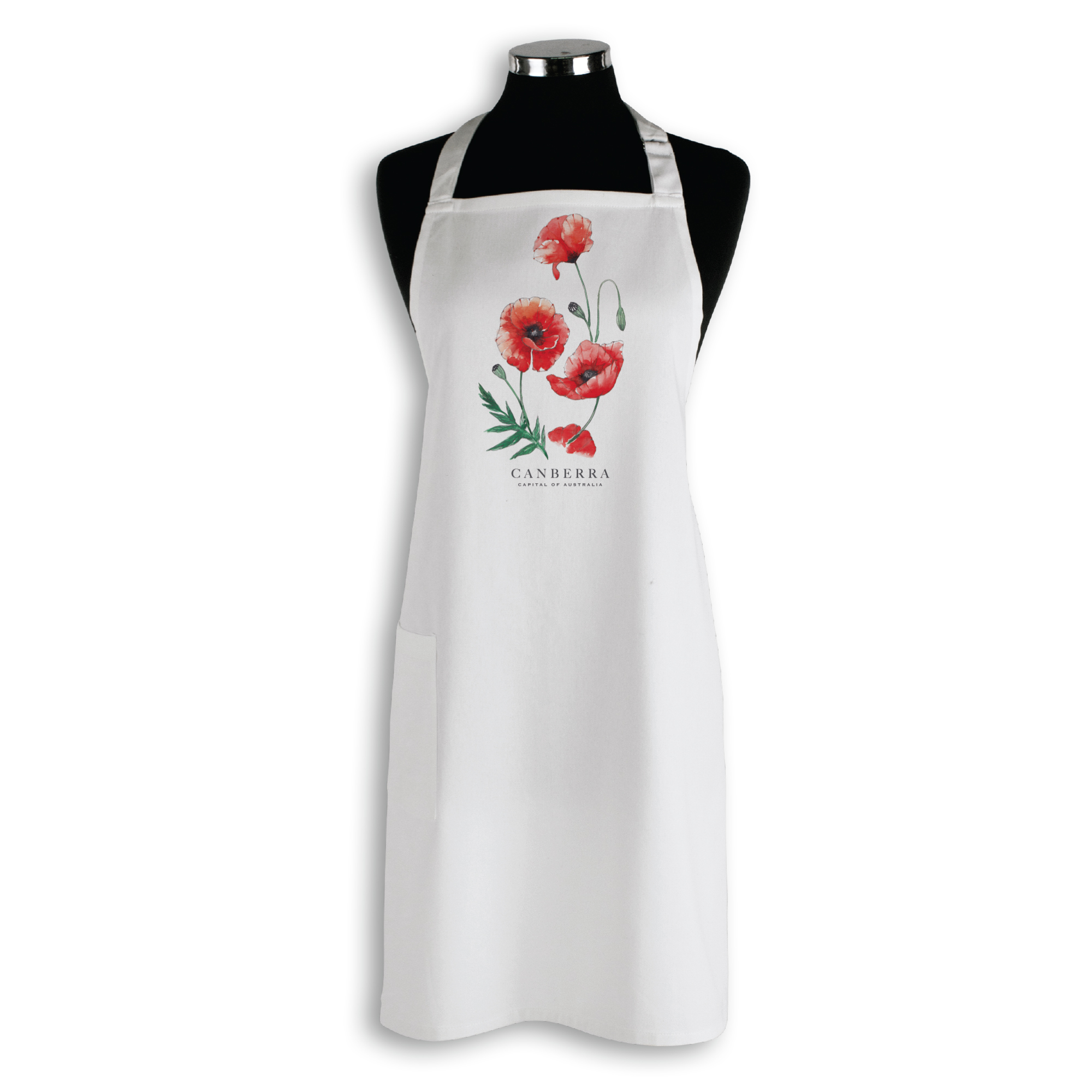 Organic Cotton Apron - Poppies Canberra Capital of Australia