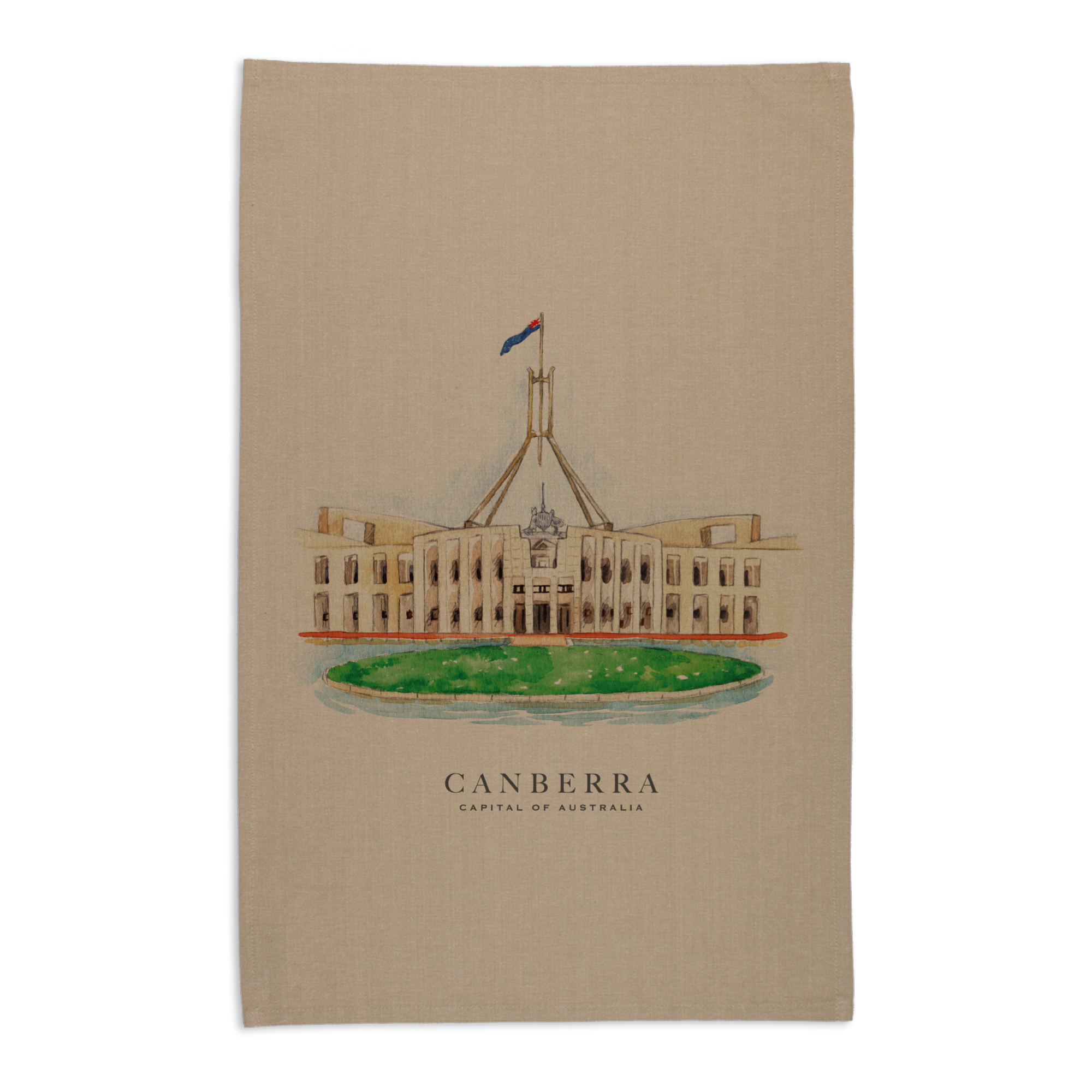 Organic Cotton Tea Towel - Parliament House Canberra Capital of Australia