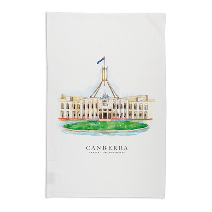 Organic Cotton Tea Towel - Parliament House Canberra Capital of Australia