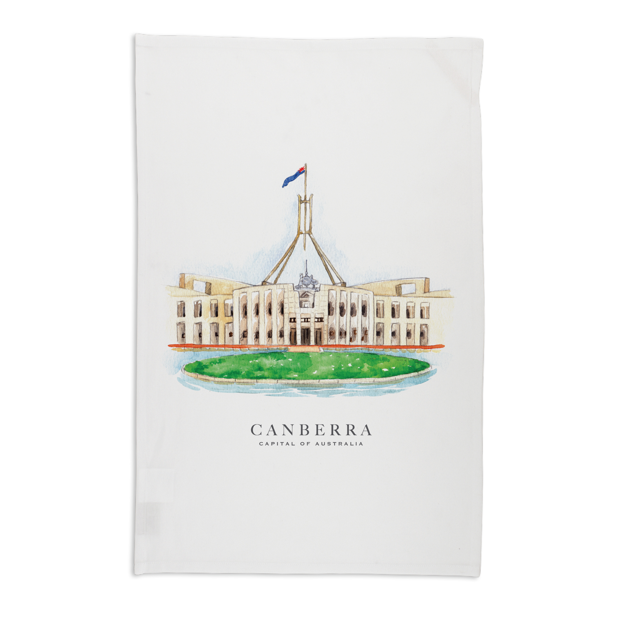 Organic Cotton Tea Towel - Parliament House Canberra Capital of Australia