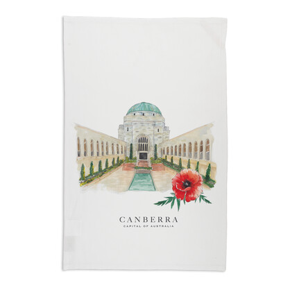 Organic Cotton Tea Towel - War Memorial Canberra Capital of Australia
