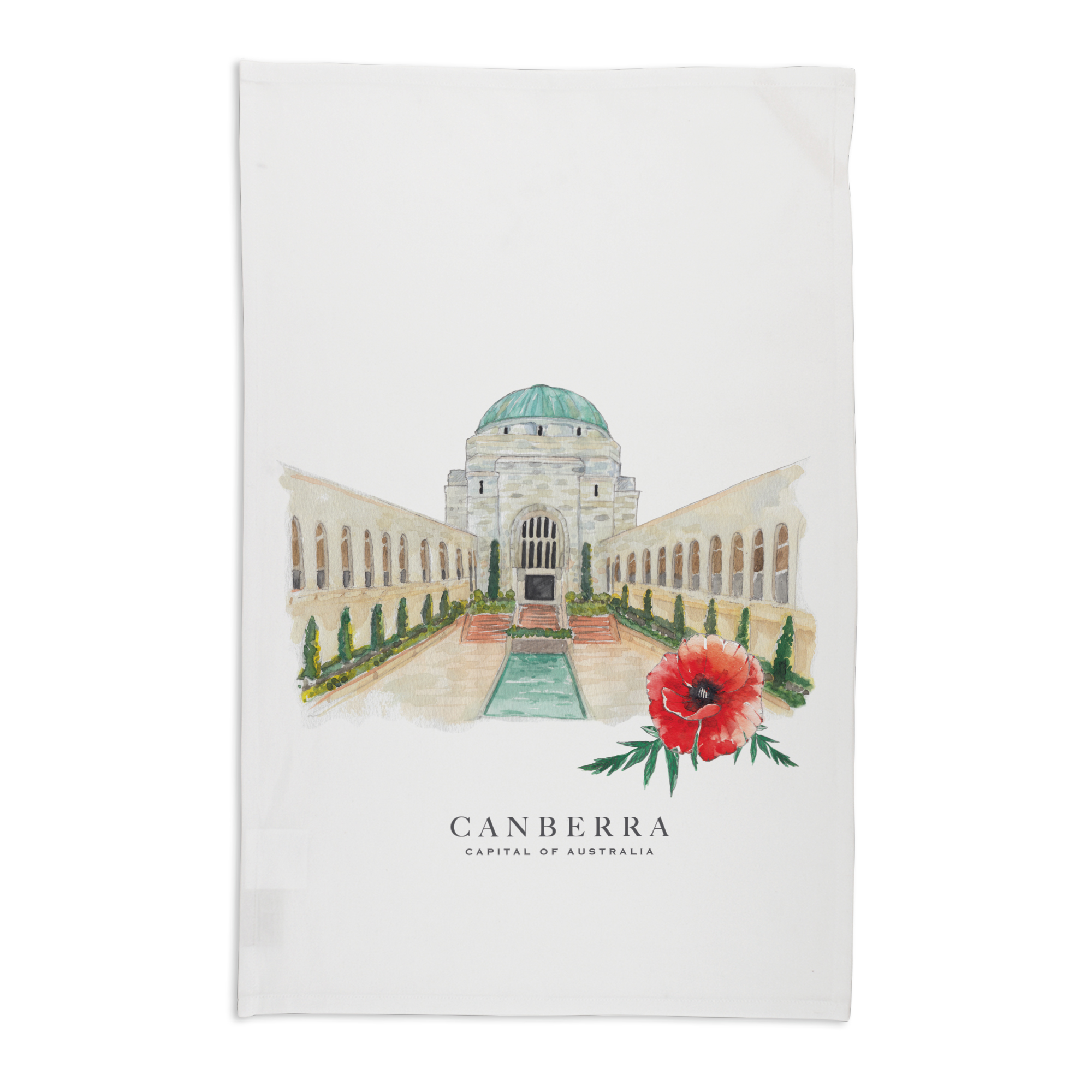 Organic Cotton Tea Towel - War Memorial Canberra Capital of Australia