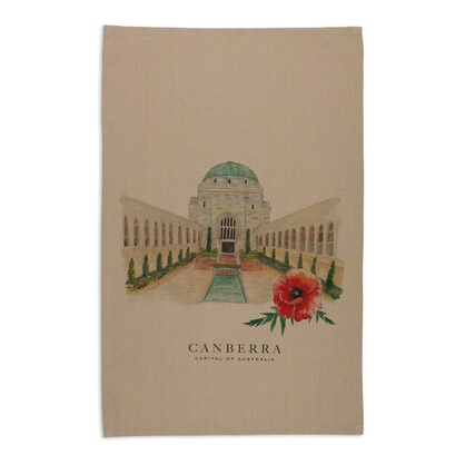 Organic Cotton Tea Towel - War Memorial Canberra Capital of Australia