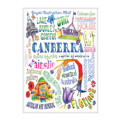 Microfibre Tea Towel - Deborah Broughton Canberra Words