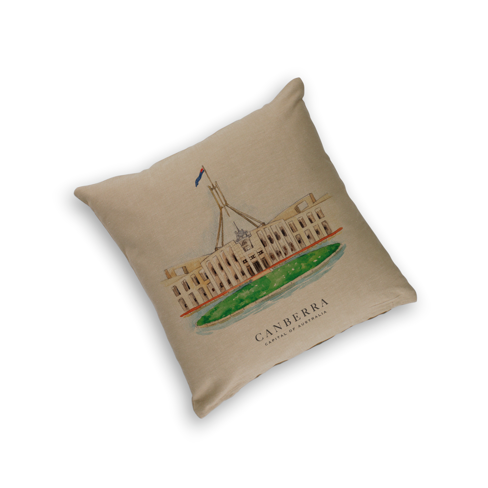 Organic Cotton Cushion Cover - Parliament House Canberra Capital of Australia