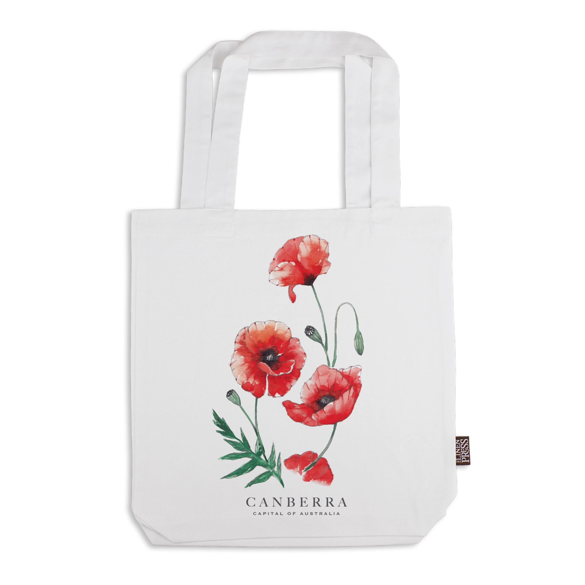 Organic Cotton Tote Bag - Poppies Canberra Capital of Australia