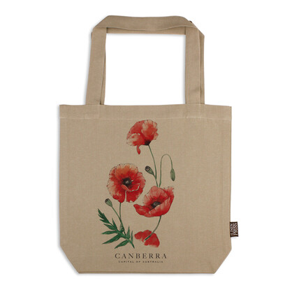 Organic Cotton Tote Bag - Poppies Canberra Capital of Australia