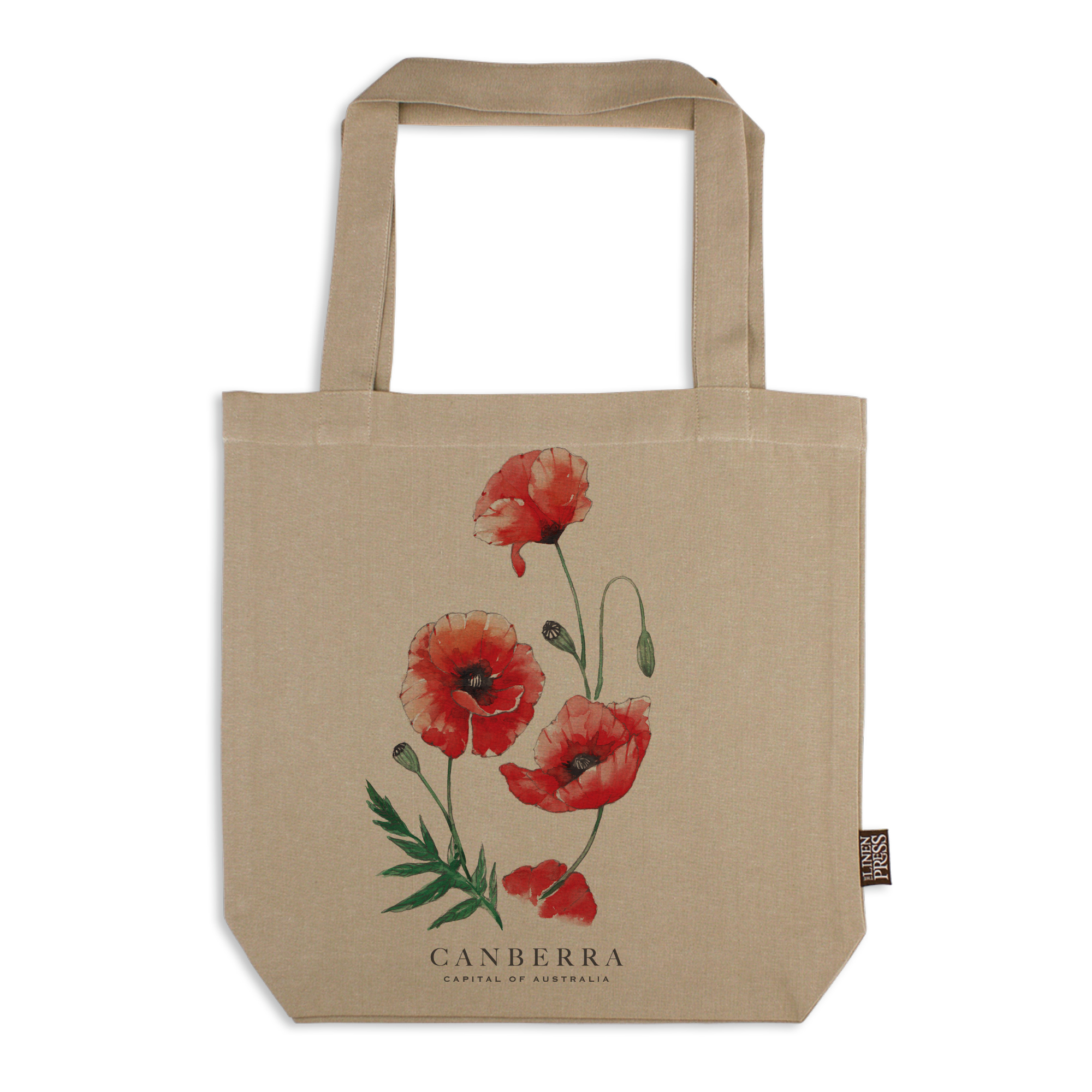 Organic Cotton Tote Bag - Poppies Canberra Capital of Australia