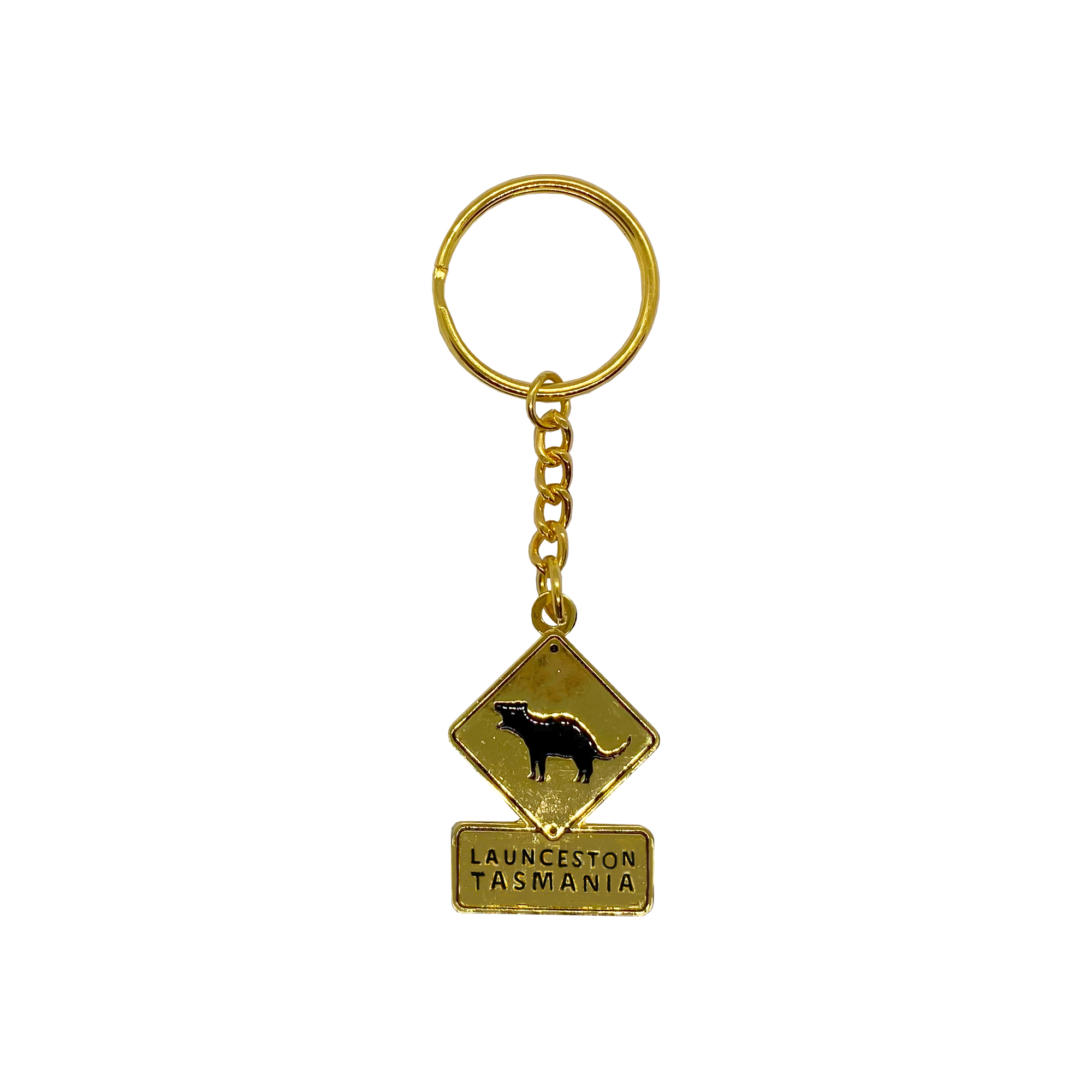 Keyring Enamel Launceston Roadsign Tasmanian Devil