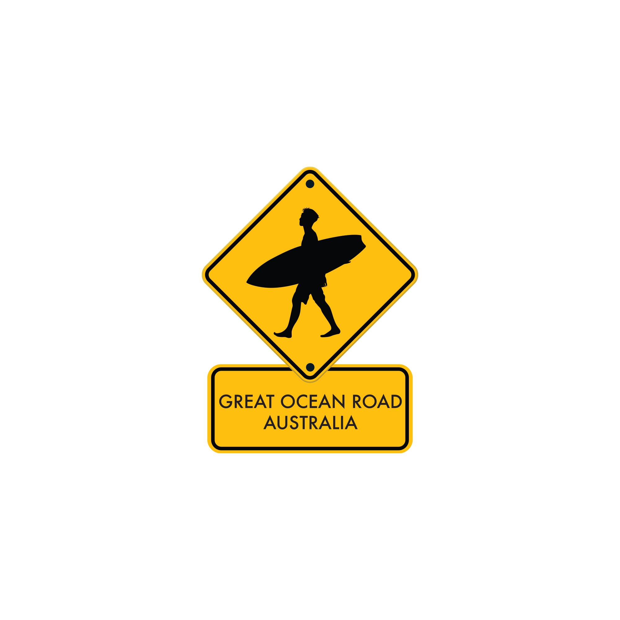 Embroidered Patch Great Ocean Road Roadsign Surfer