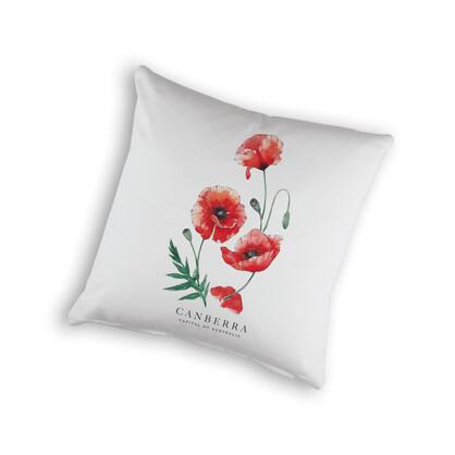 Organic Cotton Cushion Cover - Poppies Canberra Capital of Australia