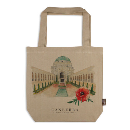 Organic Cotton Tote Bag - War Memorial Canberra Capital of Australia