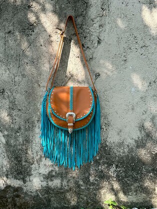 Esmeralda Bag - Tan/Turquoise