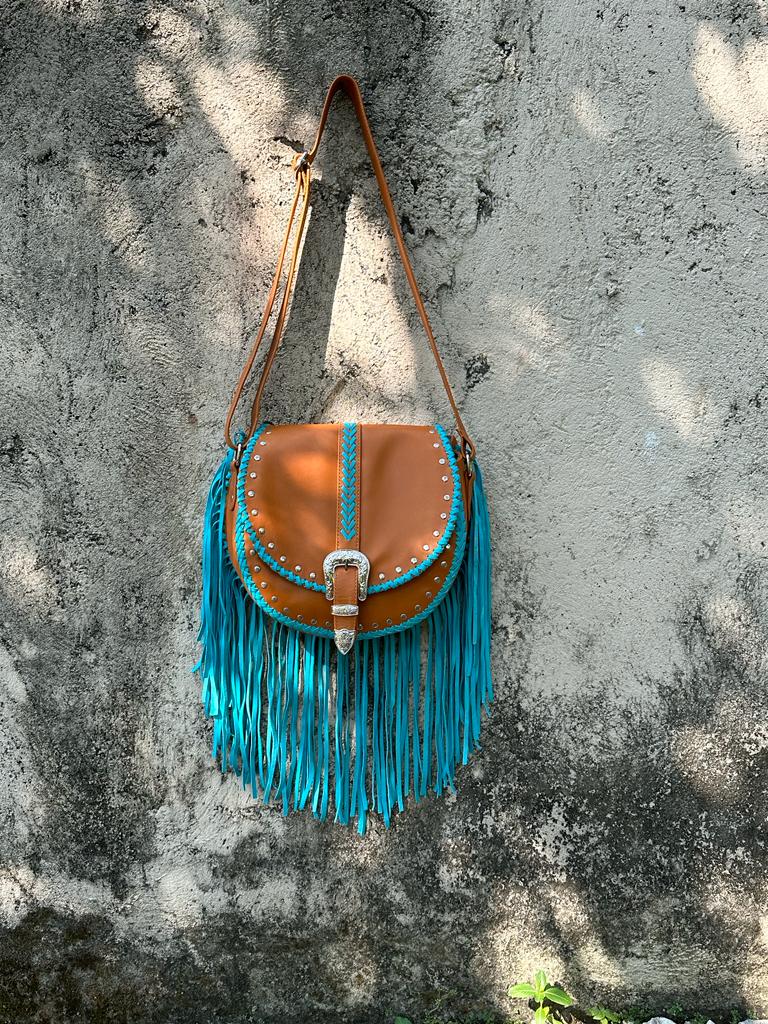 Esmeralda Bag - Tan/Turquoise