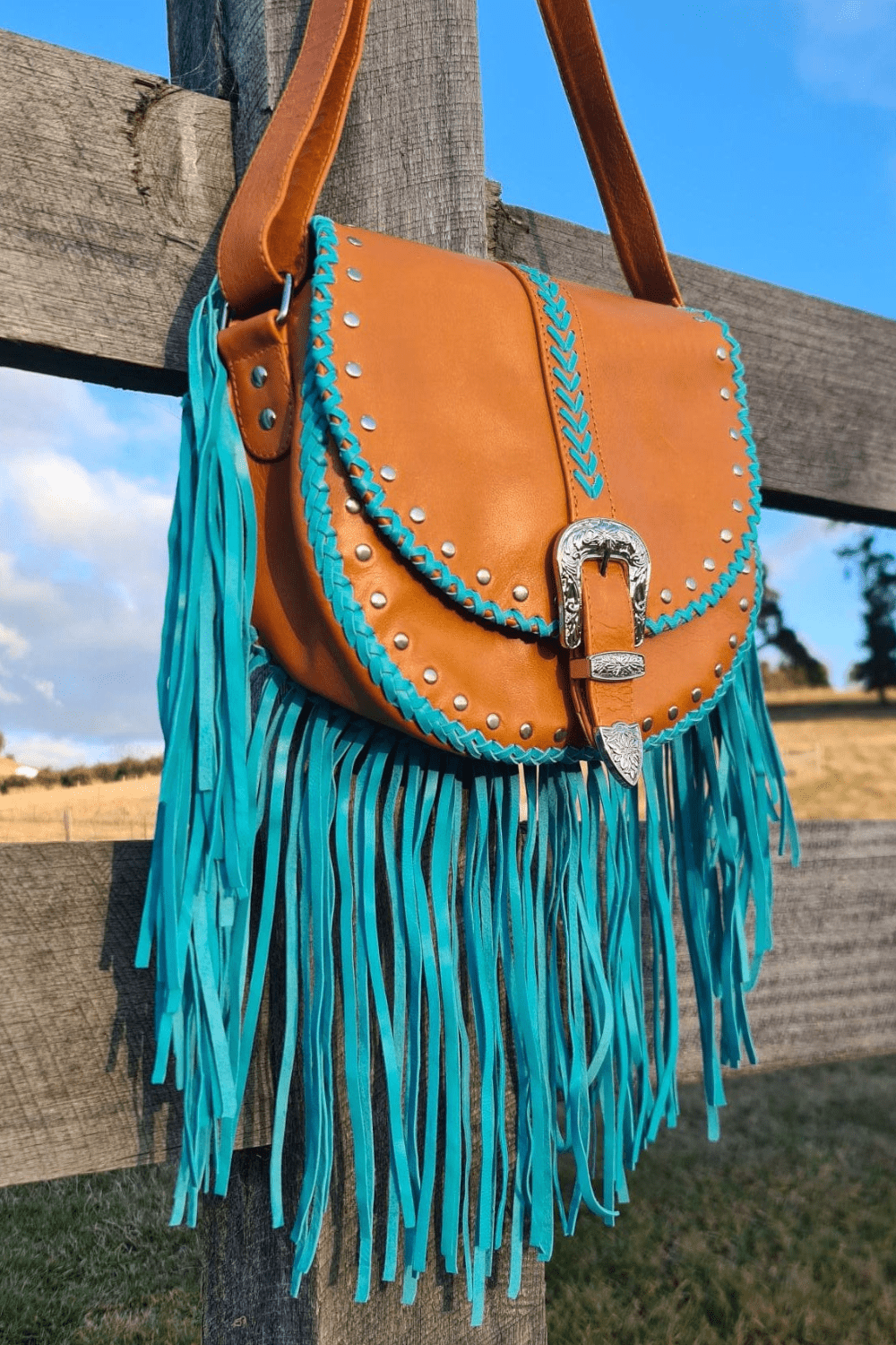 Esmeralda Bag - Tan/Turquoise