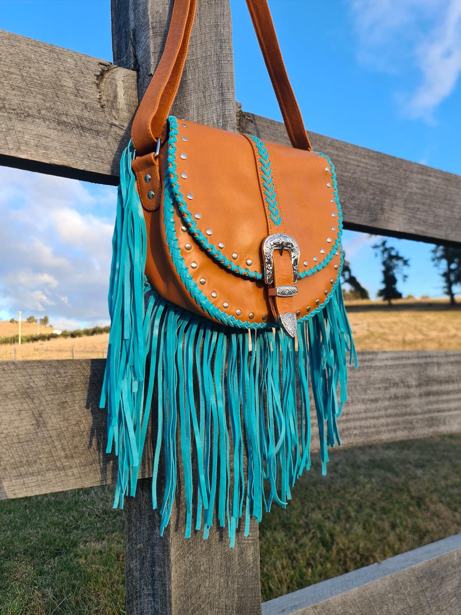 Esmeralda Bag - Tan/Turquoise