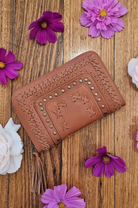 Womens Oversized  Leather Wallet - Tan