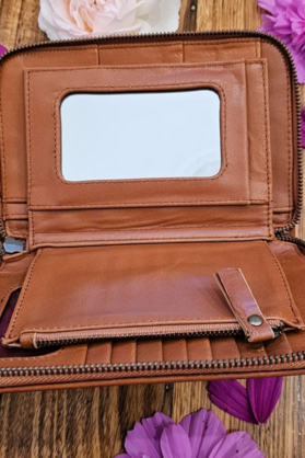 Womens Oversized  Leather Wallet - Tan