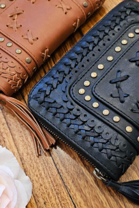 Womens Oversized  Leather Wallet - Black