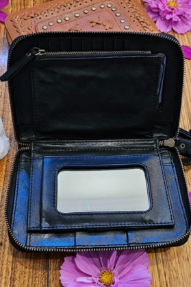 Womens Oversized  Leather Wallet - Black