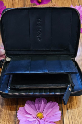 Womens Oversized  Leather Wallet - Black