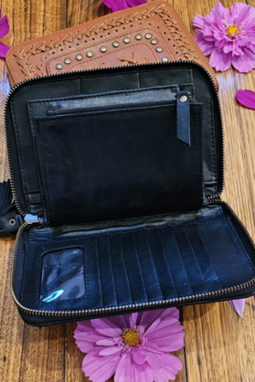 Womens Oversized  Leather Wallet - Black