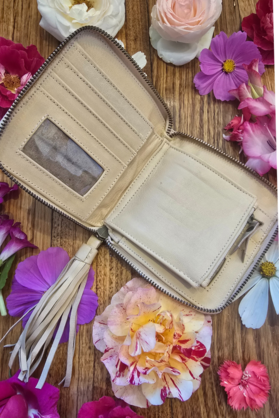 Peacock Leather Purse - Natural
