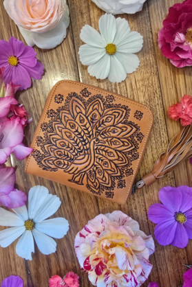 Peacock Leather Purse - Tan