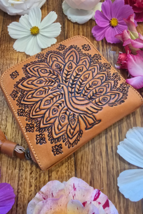 Peacock Leather Purse - Tan