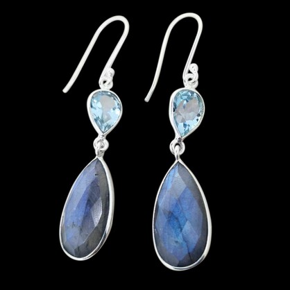 Labradorite And Blue Topaz Earring in 925 Sterling Silver