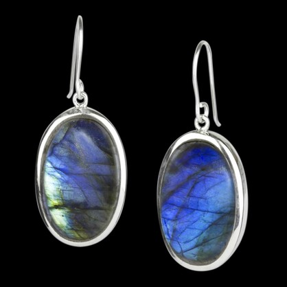 Labradorite Oval ( 10 by 14mm ) Shape Earring in 925 Sterling Silver