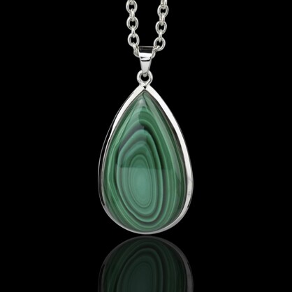Malachite Teardrop Shape Pendant in 925 Sterling Silver