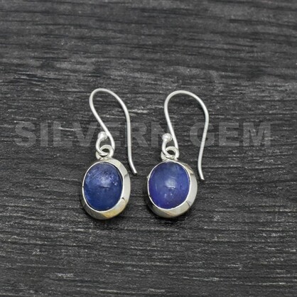 Tanzanite ( 8 by 12mm ) Earring in 925 Sterling Silver