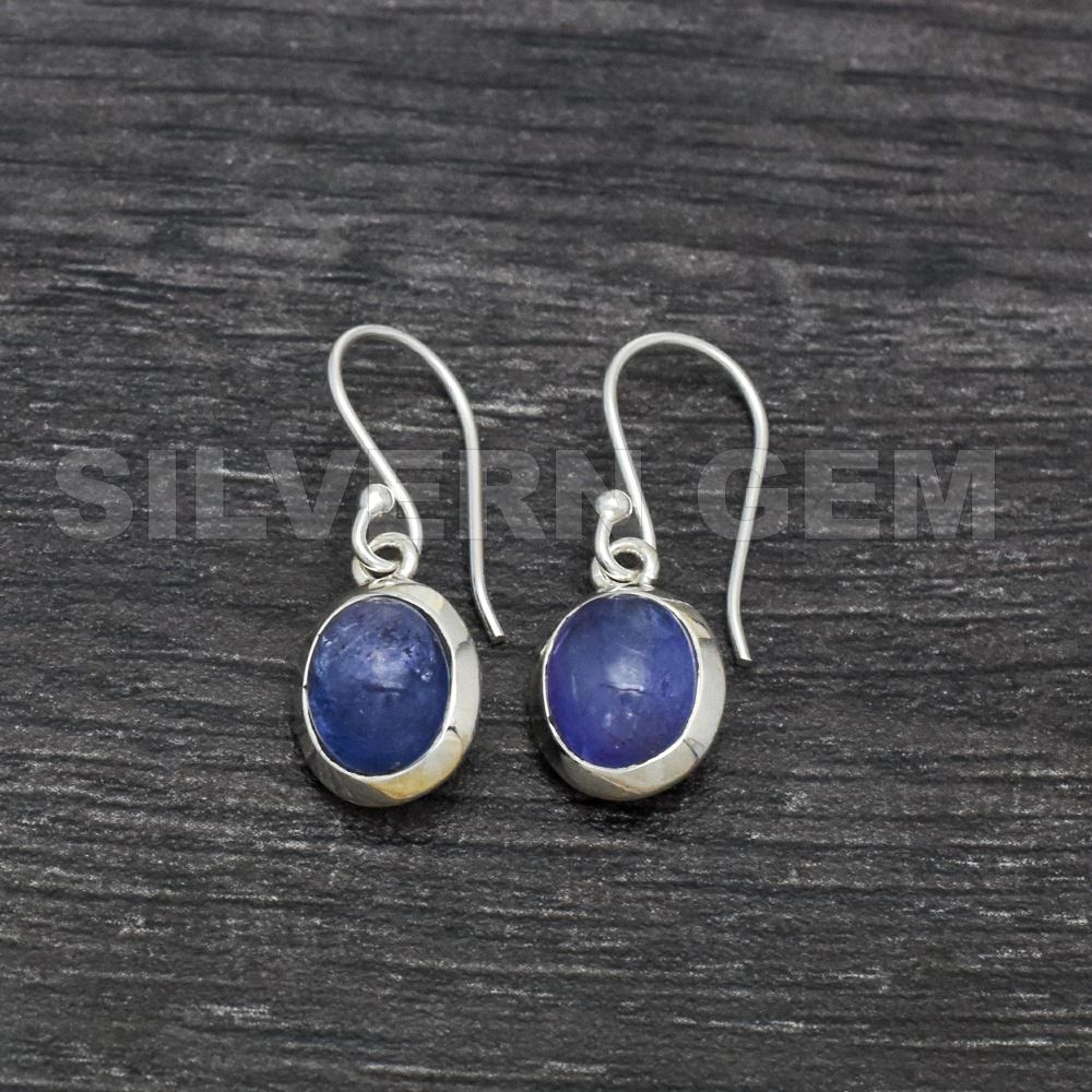 Tanzanite ( 8 by 12mm ) Earring in 925 Sterling Silver