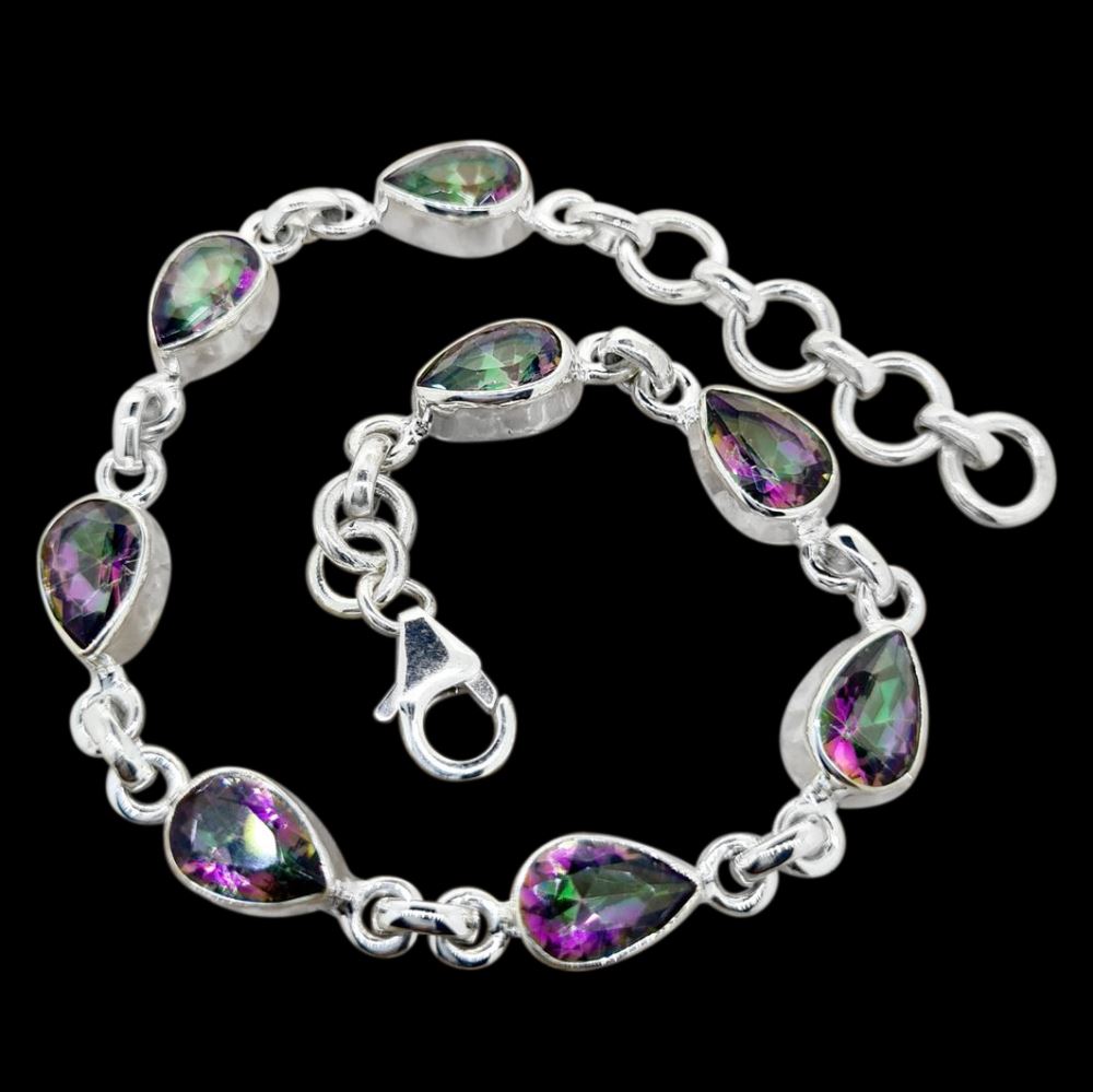 Mystic Topaz Bracelet In 925 Sterling Silver