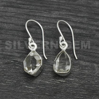 Herkimer Diamond ( 12mm ) Earring in 925 Sterling Silver