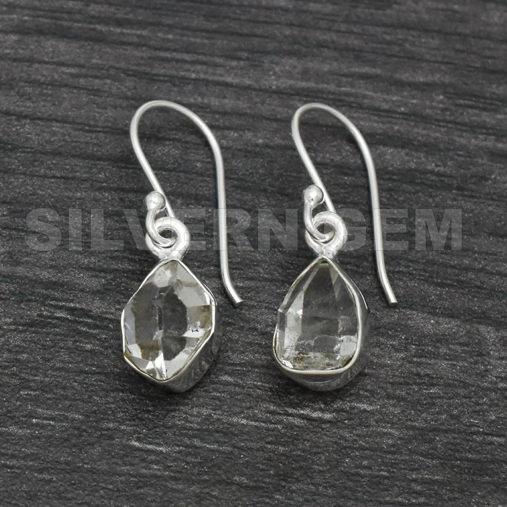 Herkimer Diamond ( 12mm ) Earring in 925 Sterling Silver
