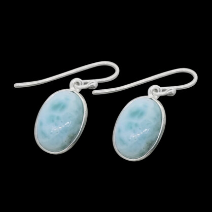 Larimar Oval ( 10 by 14mm ) Shape Earring In Sterling Silver.