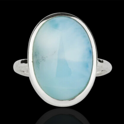 Larimar Oval Shape Ring in 925 Sterling Silver.