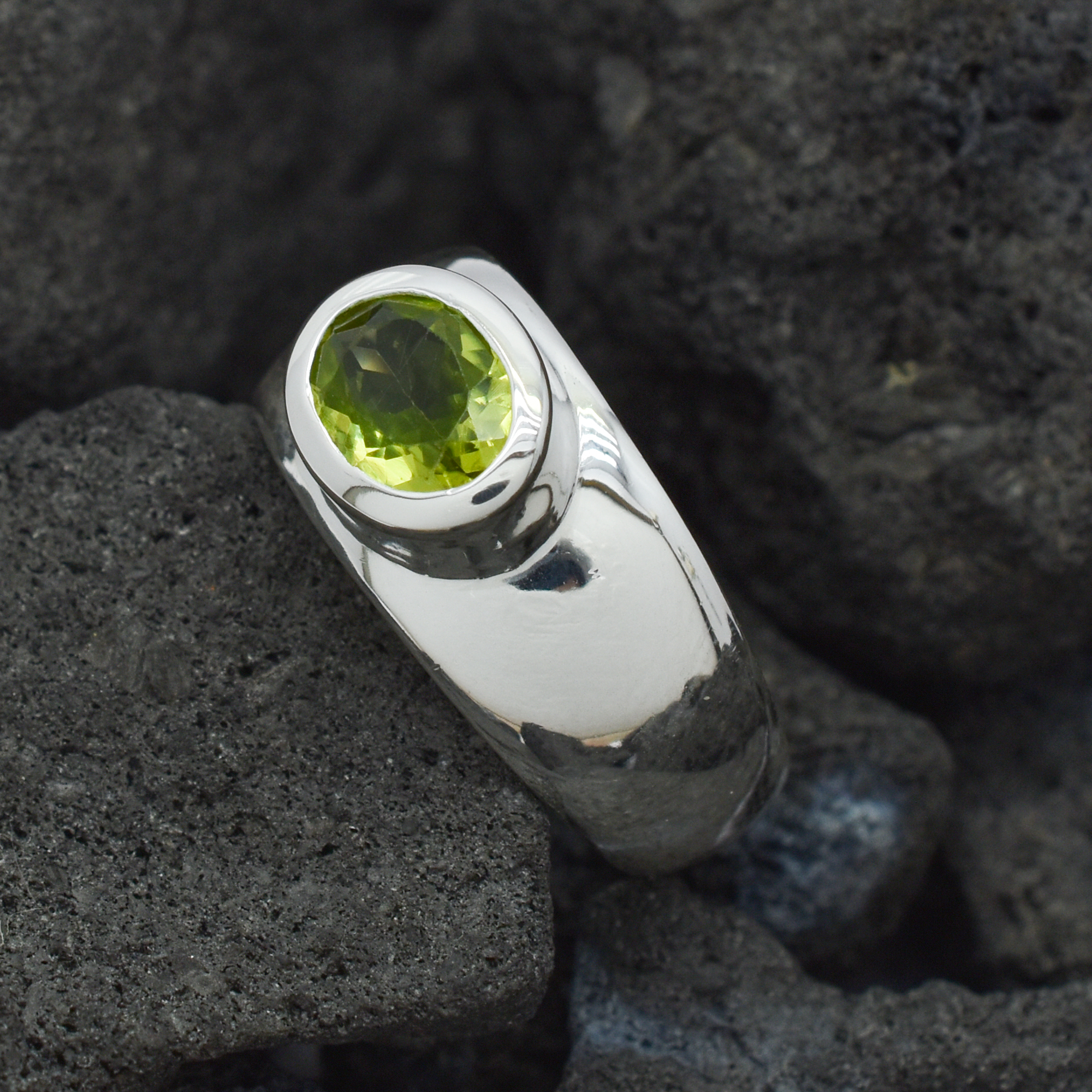 Peridot Gemstone  Ring in 925 Sterling Silver