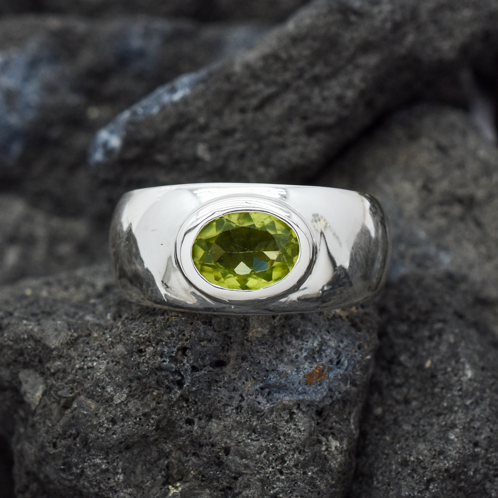 Peridot Gemstone  Ring in 925 Sterling Silver