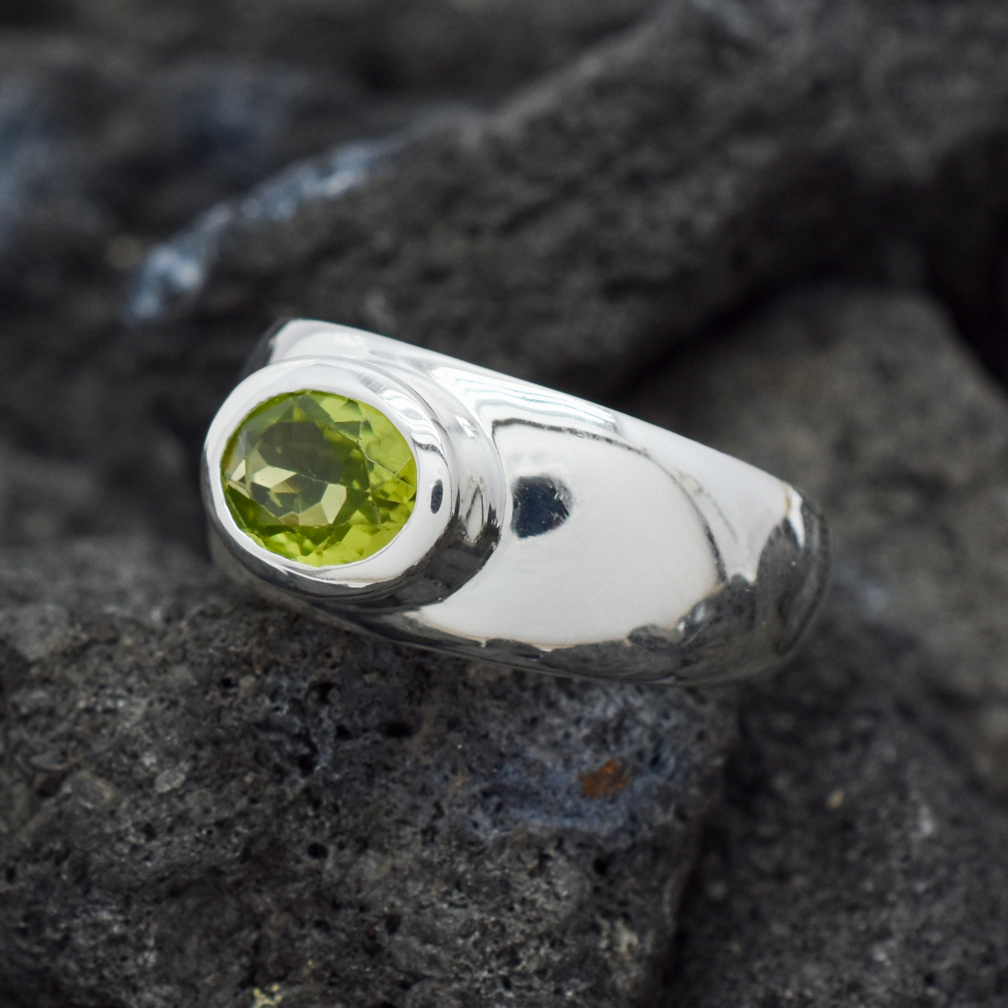 Peridot Gemstone  Ring in 925 Sterling Silver