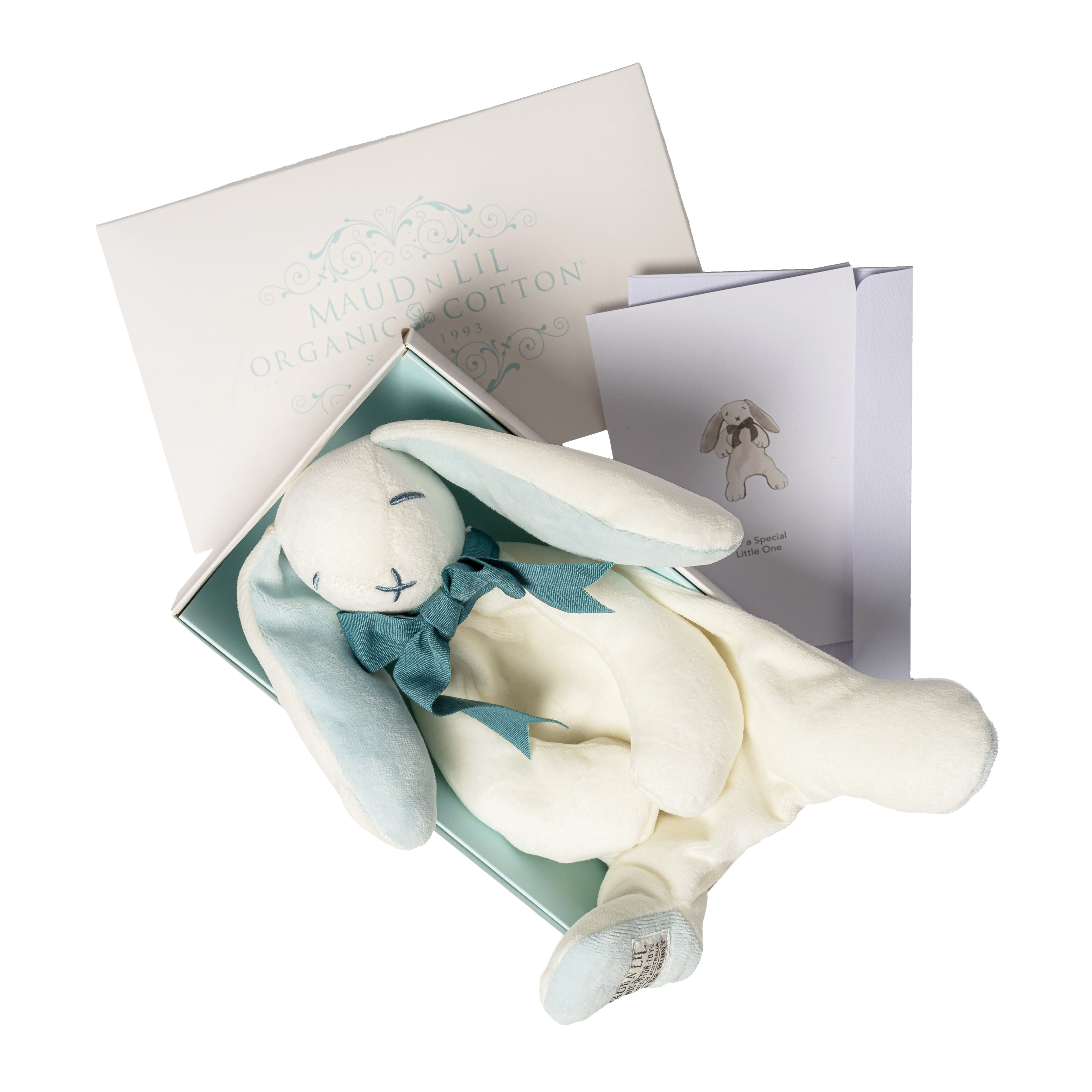 Gift Boxed Organic Newborn Baby Comforter Blue Bunny