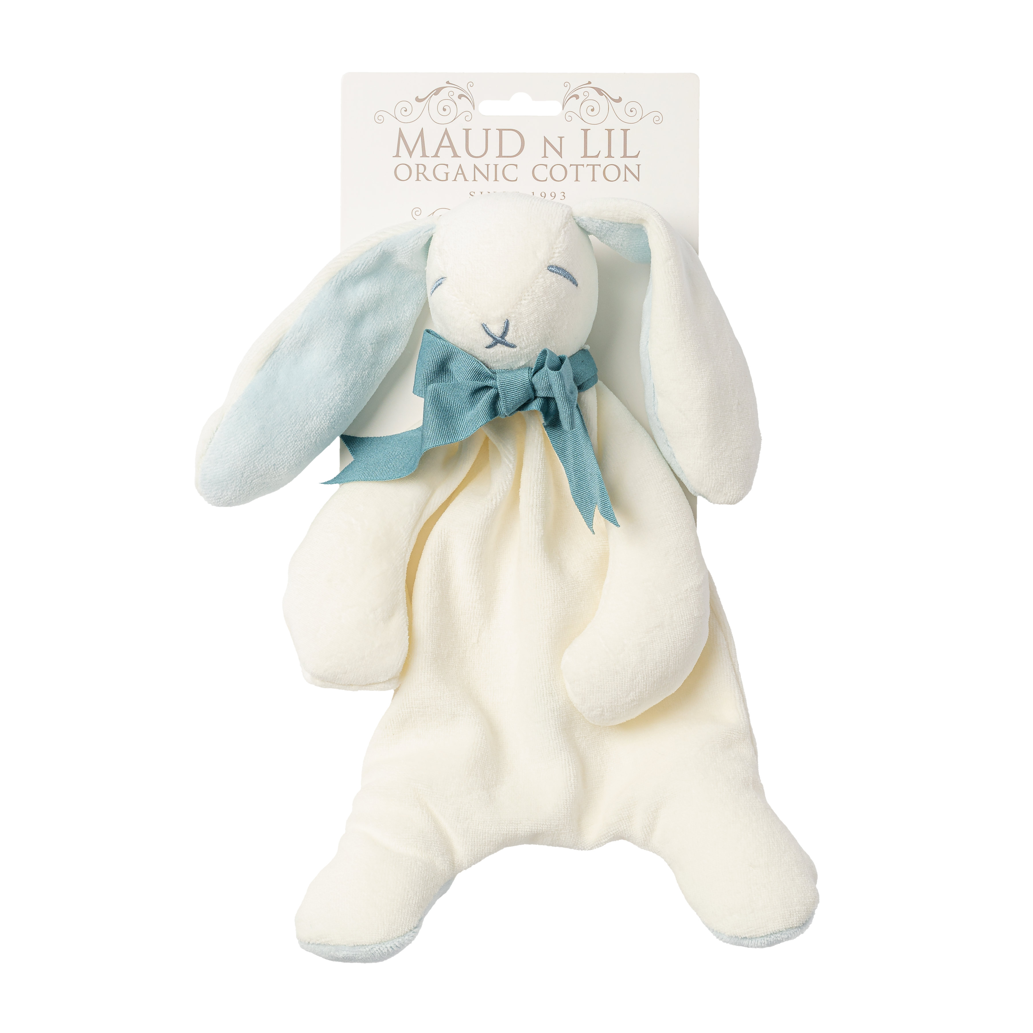 Backing Card Organic Newborn Comforter Toy Blue Bunny