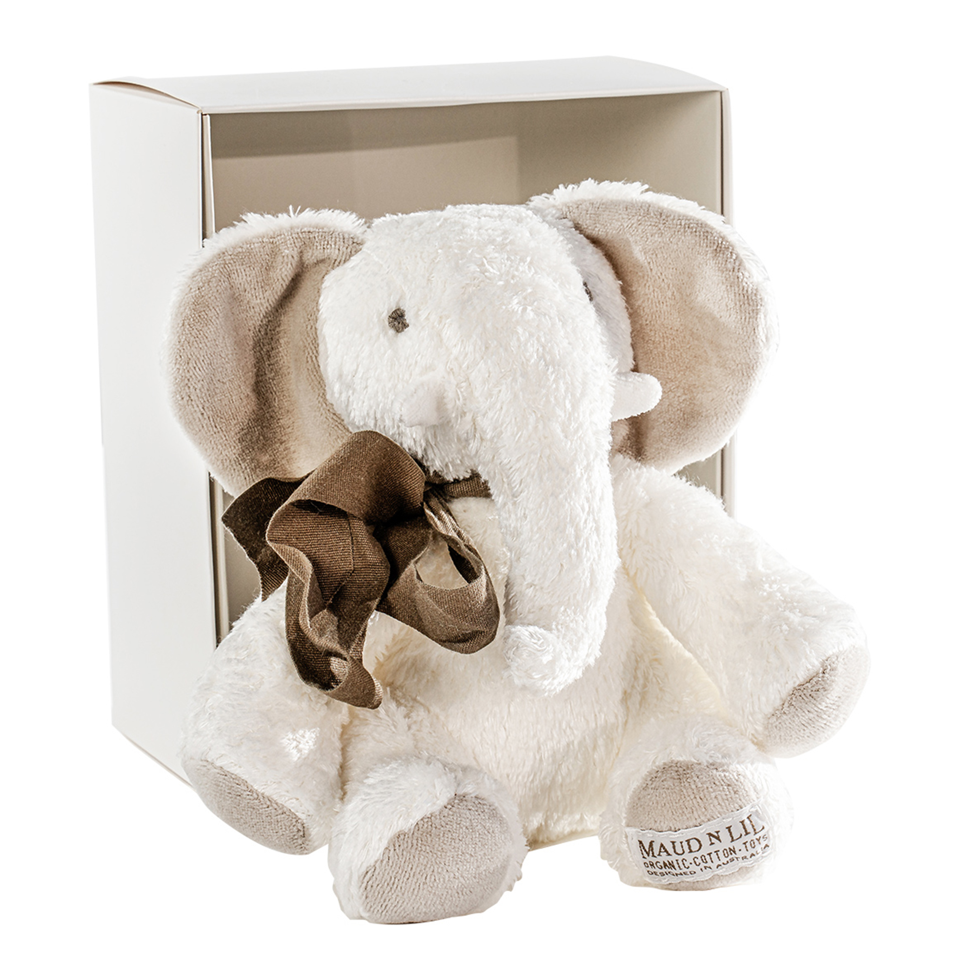 Gift Boxed Organic Fluffy Soft Toy White Elephant