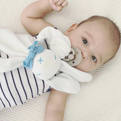 Backing Card Organic Newborn Comforter Toy Blue Bunny