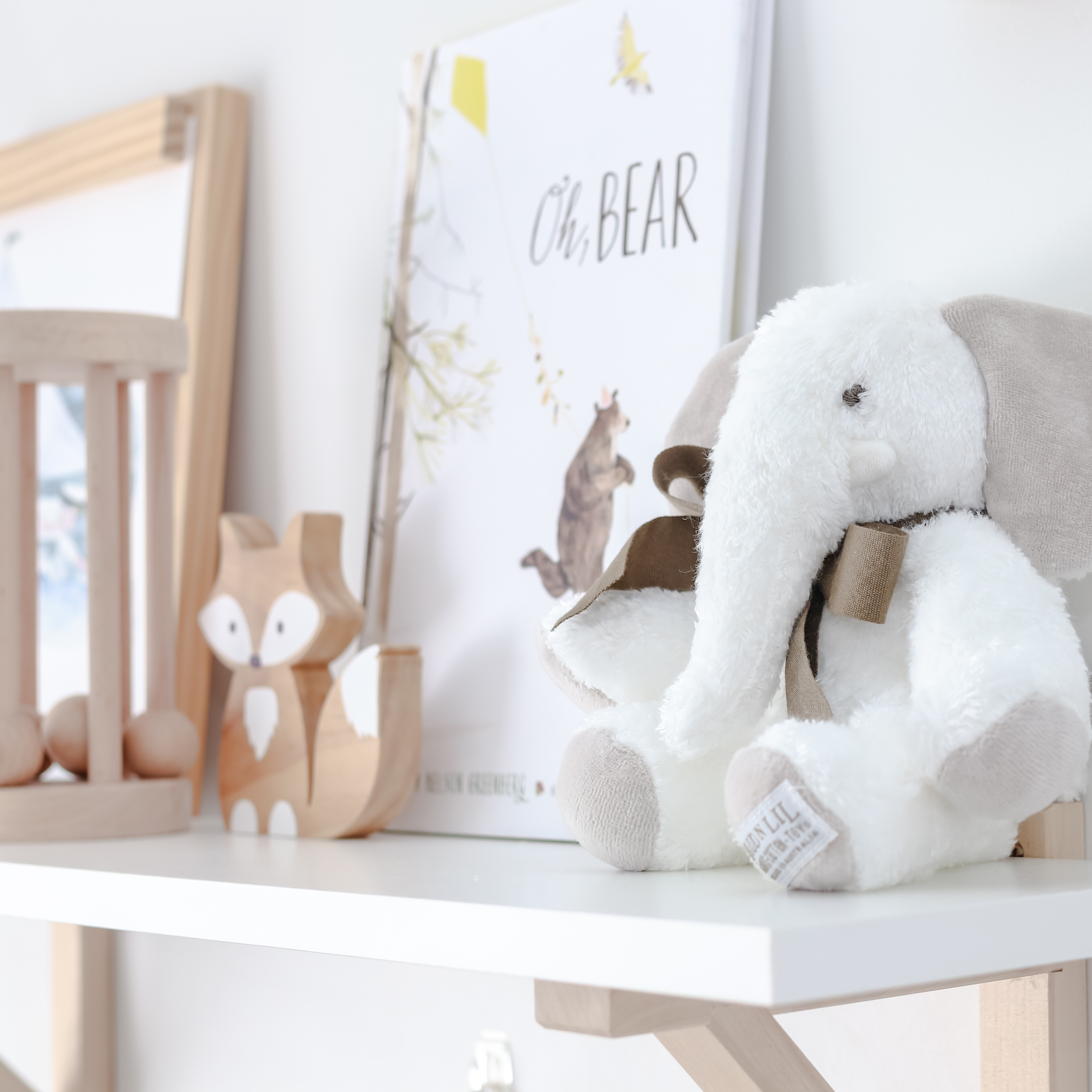 Gift Boxed Organic Fluffy Soft Toy White Elephant