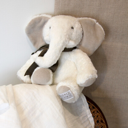 Gift Boxed Organic Fluffy Soft Toy White Elephant