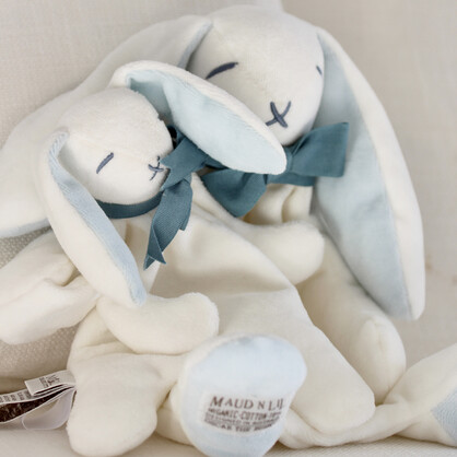 Gift Boxed Organic Newborn Baby Comforter Blue Bunny