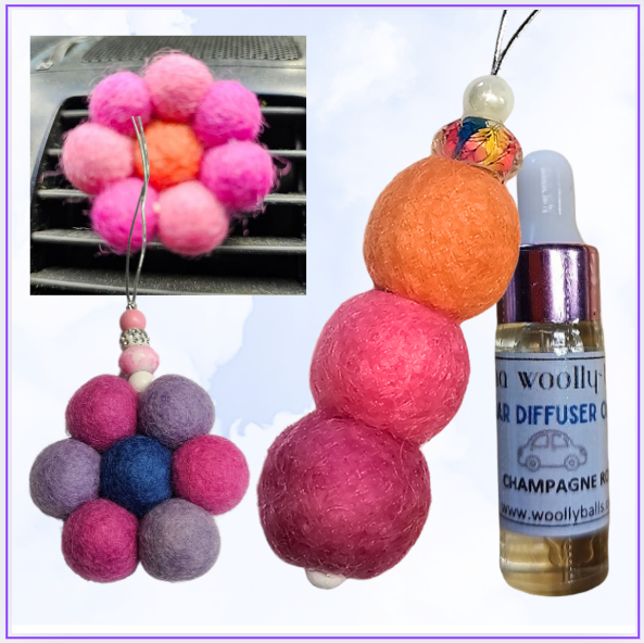 Woolly Ball Car Diffusers x 5 sets
